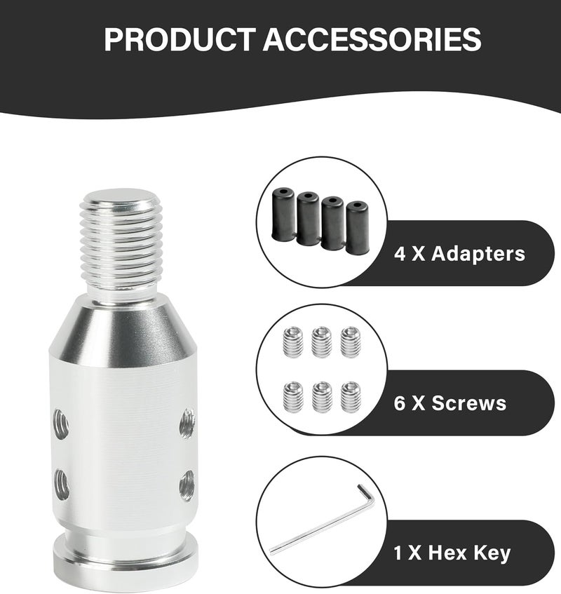 SUJADE YAKEFLY Universal Gear Shift Knob Adapter,Aluminum Alloy Automatic Shifter Adapter Car Adapter,Shifter Boot Retainer Stick Connector for Non-Threaded Manual M12x1.25 (Silver), 299PDTPJ001 - Image 3